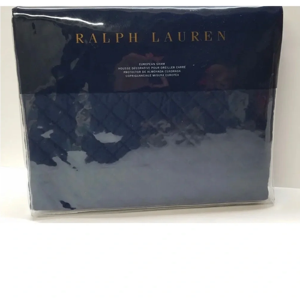 Ralph Lauren Wyatt Peacock Blue Euro Pillow Sham new open package Quilted